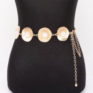 Pearl Accent Disc Chain Belt